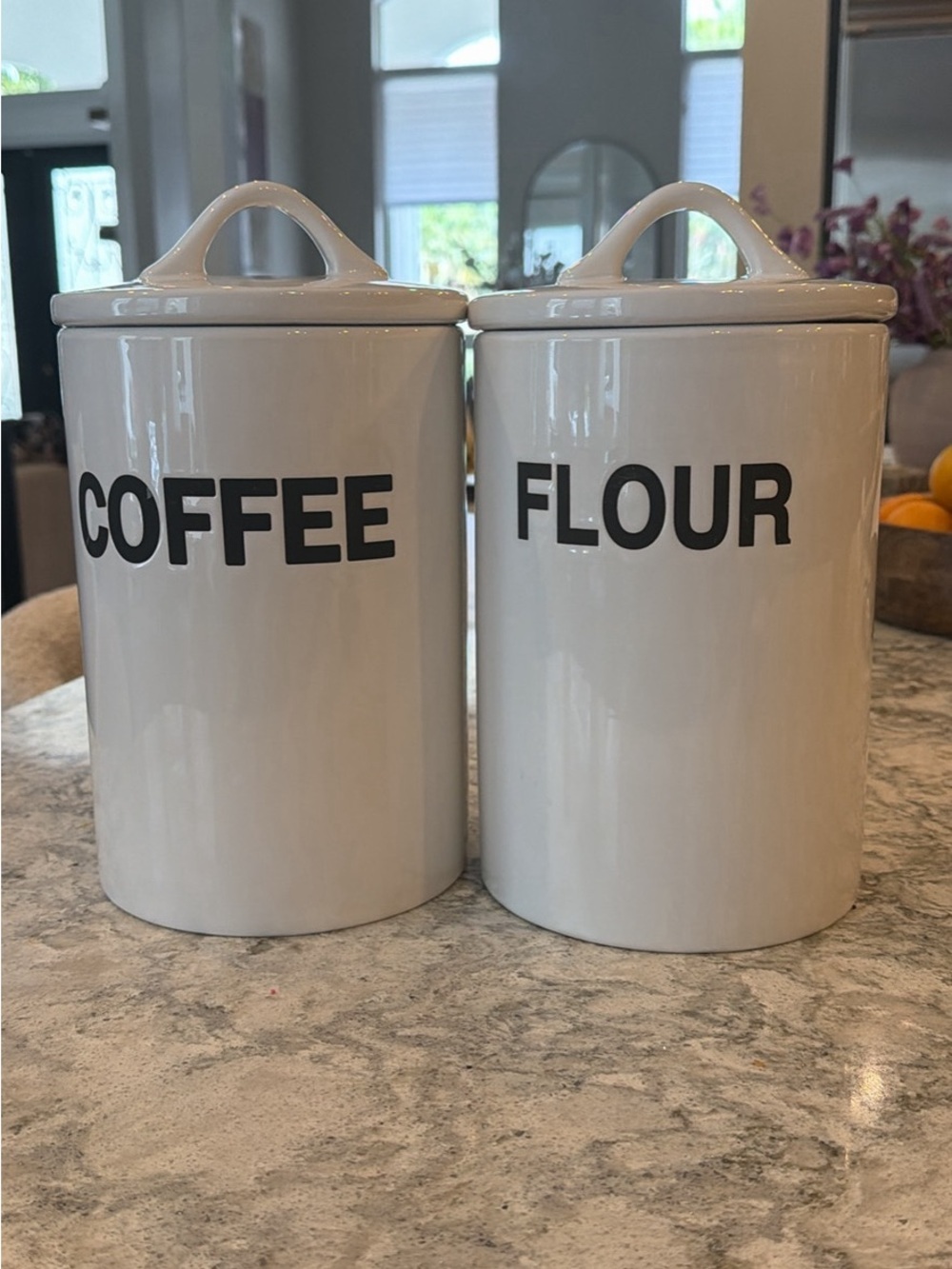 Ceramic Coffee & Flour Canister Set - White